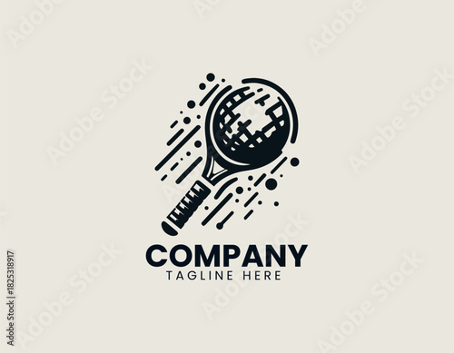 Padel black vector logo illustration
