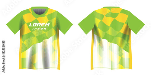 abstract yellow and green background pattern for sport jersey design mockup
