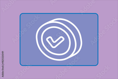 The icon depicts a checkmark or tick mark placed inside two concentric circles, giving the appearance of a badge or stamp