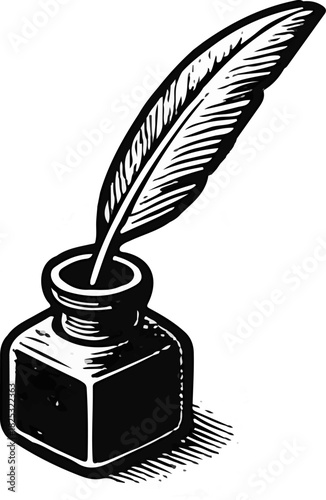 Quill Pen and Ink Bottle Vintage