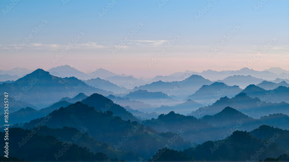 Naklejka premium Malownicze górskie warstwy o świcie