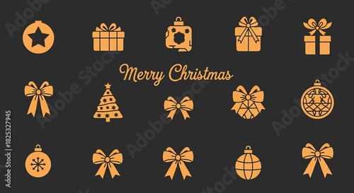 Delightful Christmas icons to spread holiday cheer, featuring vibrant gifts, trees, snowflakes, and ornaments for your festive designs and merry projects