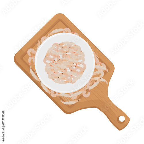 Vector Illustration Logo Clip art Top View Saeujeot Korean Salted Fermented Shrimps 