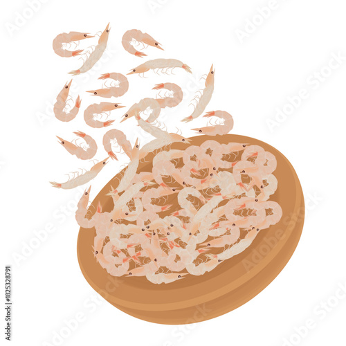 Vector Illustration Logo Clip art Levitation Saujeot or  Salted Marinated Small Shrimp 