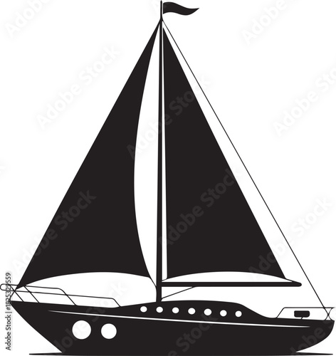 sailboat icon nautical vector mast hull portholes sailing