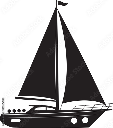 sailboat graphic black white vector nautical mast portholes