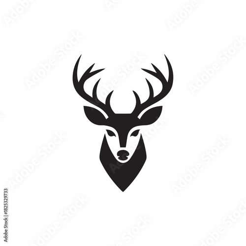 deer antlers emblem crest head logo vector monoline geometric icon