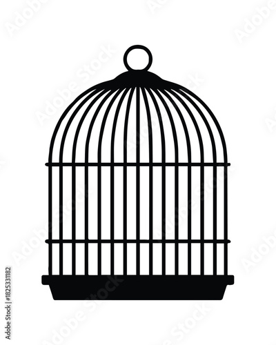 birdcage vintage vector illustration hanging metal cages outline logos