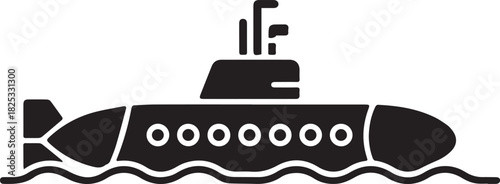 submarine black and white vector illustration side views with portholes