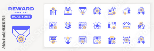 Reward Icon Set Line Icons, Outline Symbols for Achievement Recognition, Customer Loyalty, Incentive Programs, Performance Appreciation, and Goal Milestones. Vector Sign Collection.