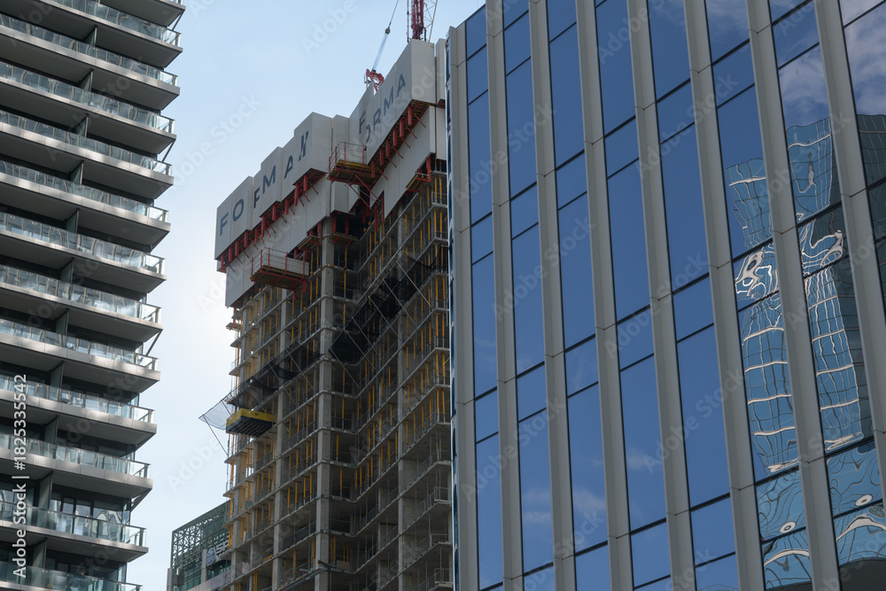 Fototapeta premium Forma Toronto, a condominium complex under construction, viewed from Duncan St