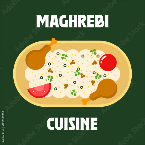 Flat Maghrebi Cuisine Background Illustration