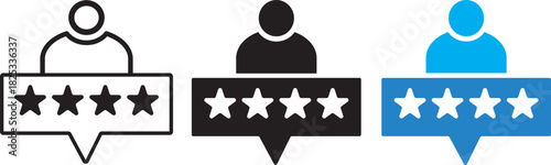 Customer experience icon in Line Art Style, outline and filled vector symbol, Star rating system for customer experience, Emojis flat style design,
