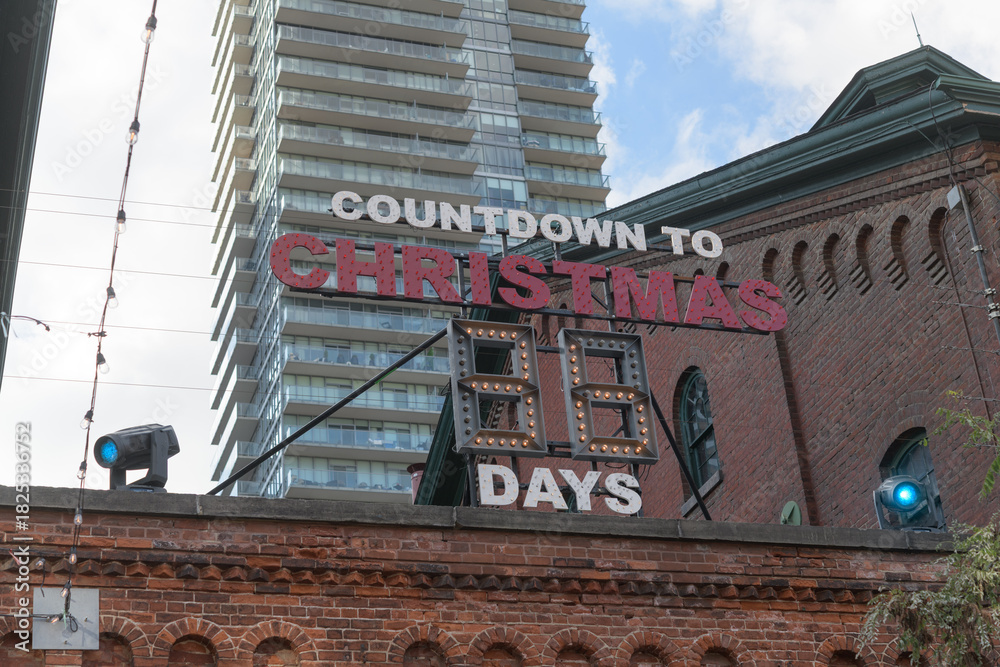 Fototapeta premium countdown to Christmas display at The Distillery Historic District located at 55 Mill St, Toronto