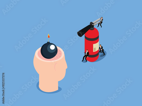Stress Management, Mental Health, and Problem Solving 3d isometric vector illustration