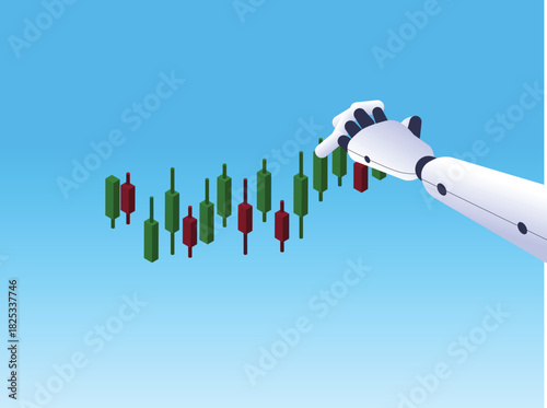 AI Stock Trading and Automated Financial Market Analysis 3d isometric vector illustration