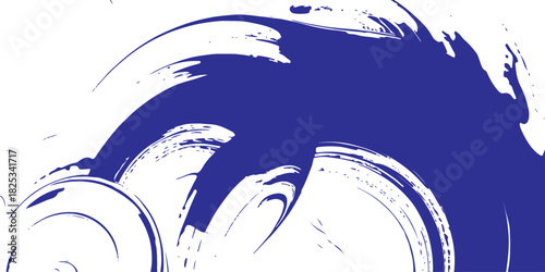 Blue Abstract Brush Stroke Circle Art for Dynamic Backgrounds and Creative Design.