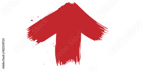 Red Brushstroke Arrow Pointing Up Symbolizing Growth, Progress, and Forward Momentum in Art Marketing Concept.