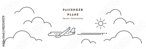 旅の始まりを描いたシンプルな飛行機のベクターイラスト