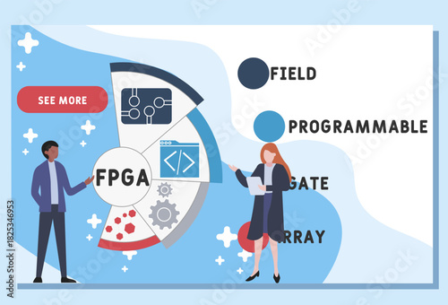 FPGA - field programmable gate array acronym. business concept background. vector illustration concept with keywords and icons. lettering illustration with icons for web banner, flyer, landing