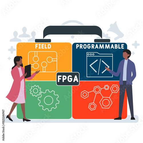FPGA - field programmable gate array acronym. business concept background. vector illustration concept with keywords and icons. lettering illustration with icons for web banner, flyer, landing