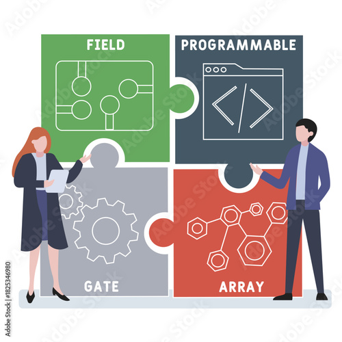 FPGA - field programmable gate array acronym. business concept background. vector illustration concept with keywords and icons. lettering illustration with icons for web banner, flyer, landing