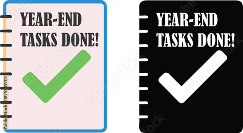 Year end tasks done concept checklist completion illustration for business success