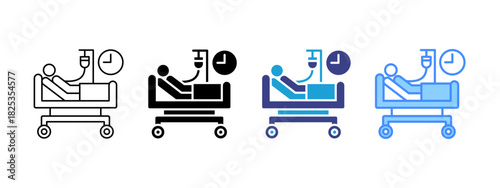 Inpatient icon set multiple style collection