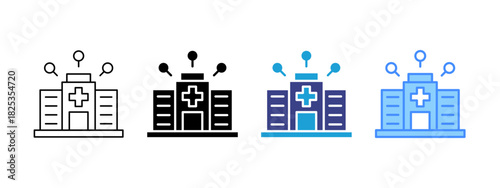 Hospital icon set multiple style collection
