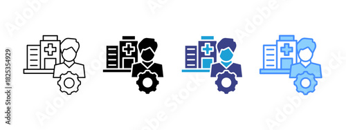 Hospital icon set multiple style collection