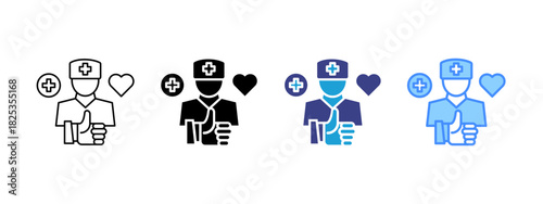 Nurse icon set multiple style collection