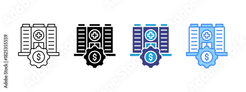Hospital icon set multiple style collection