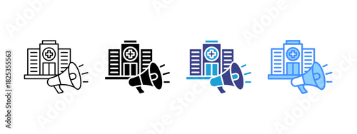 Hospital icon set multiple style collection