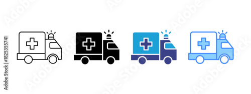 Ambulance icon set multiple style collection