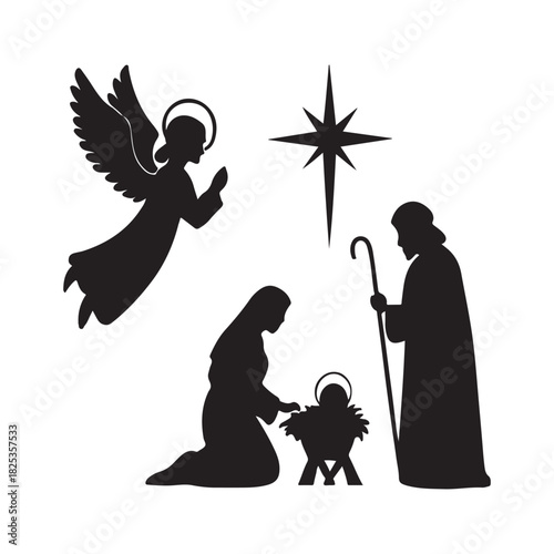 silhouette of navity holy night