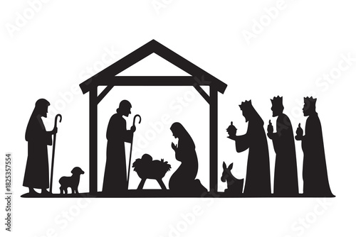 black silhouette of jesus born