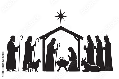 black silhouette of jesus born