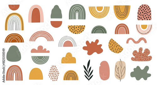 Boho Abstract Shapes Collection: Modern Rainbows Arches and Organic Forms.