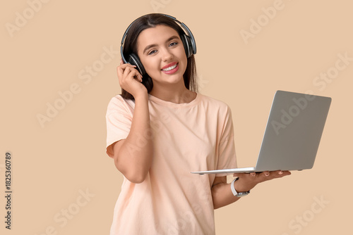 Happy young female programm...