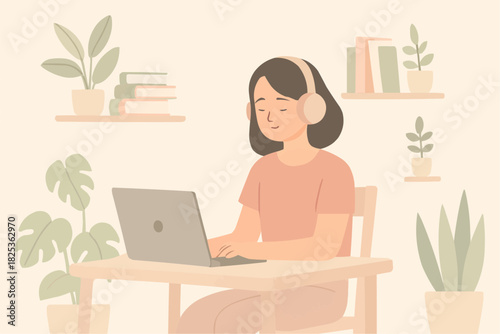 Introvert Working from Home in Cozy Setup