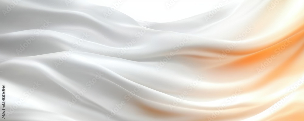 Obraz premium Smooth flowing fabric with gentle waves in white and soft orange hues creating a serene and elegant texture
