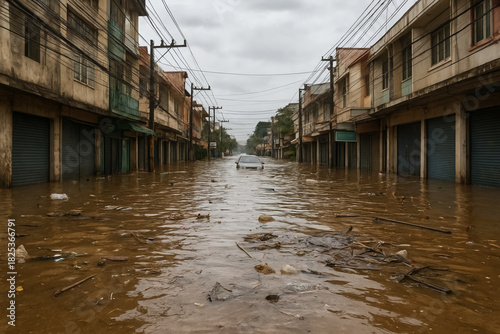 Flooded in Neighborhood Street.