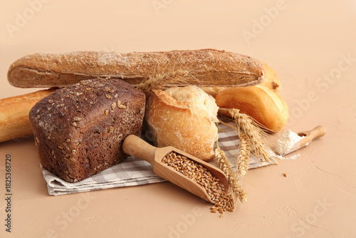 Loaves of different fresh b...