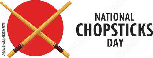 National Chopsticks Day graphic with crossed chopsticks and red circle Keywords: chopsticks, national chopsticks day, asian food, japanese food