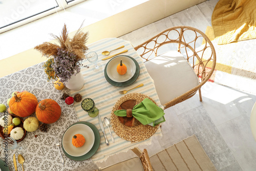 Autumn setting with pumpkin...