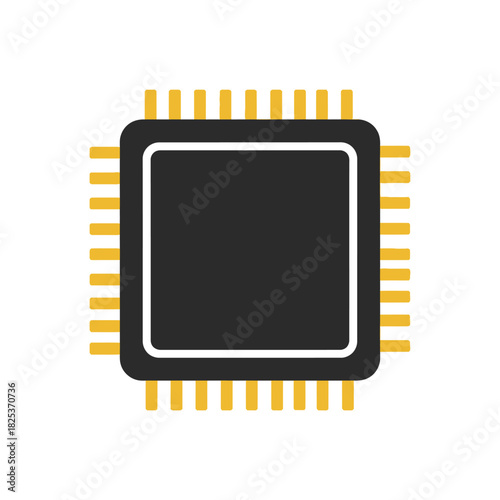 CPU Processor Chip Icon Rounded Corners Flat Contacts
