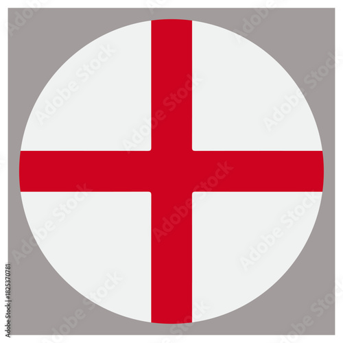 Round flag of england, saint george's cross, national symbol. isolated on white background, Vector