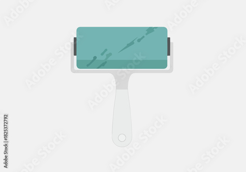 Stylized illustration of a squeegee or roller tool with a turquoise surface