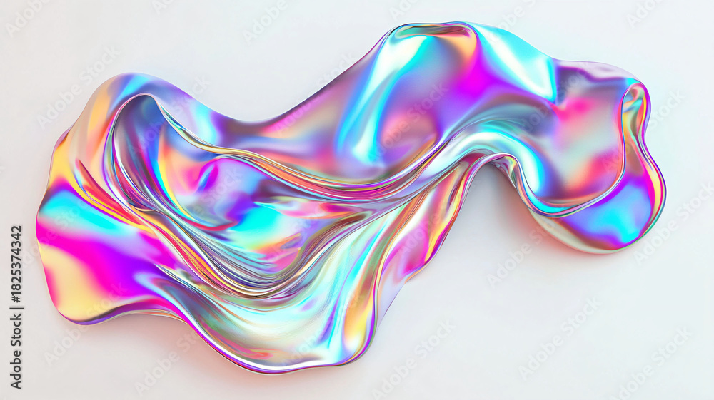 Naklejka premium Colorful Abstract Iridescent Fluid Waves Creating Dynamic Textures