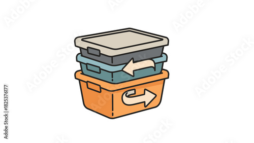 Eco-Friendly Stacked Storage Bins for Sustainable Organization and Efficient Reuse of Household Items, Promoting Tidy Spaces